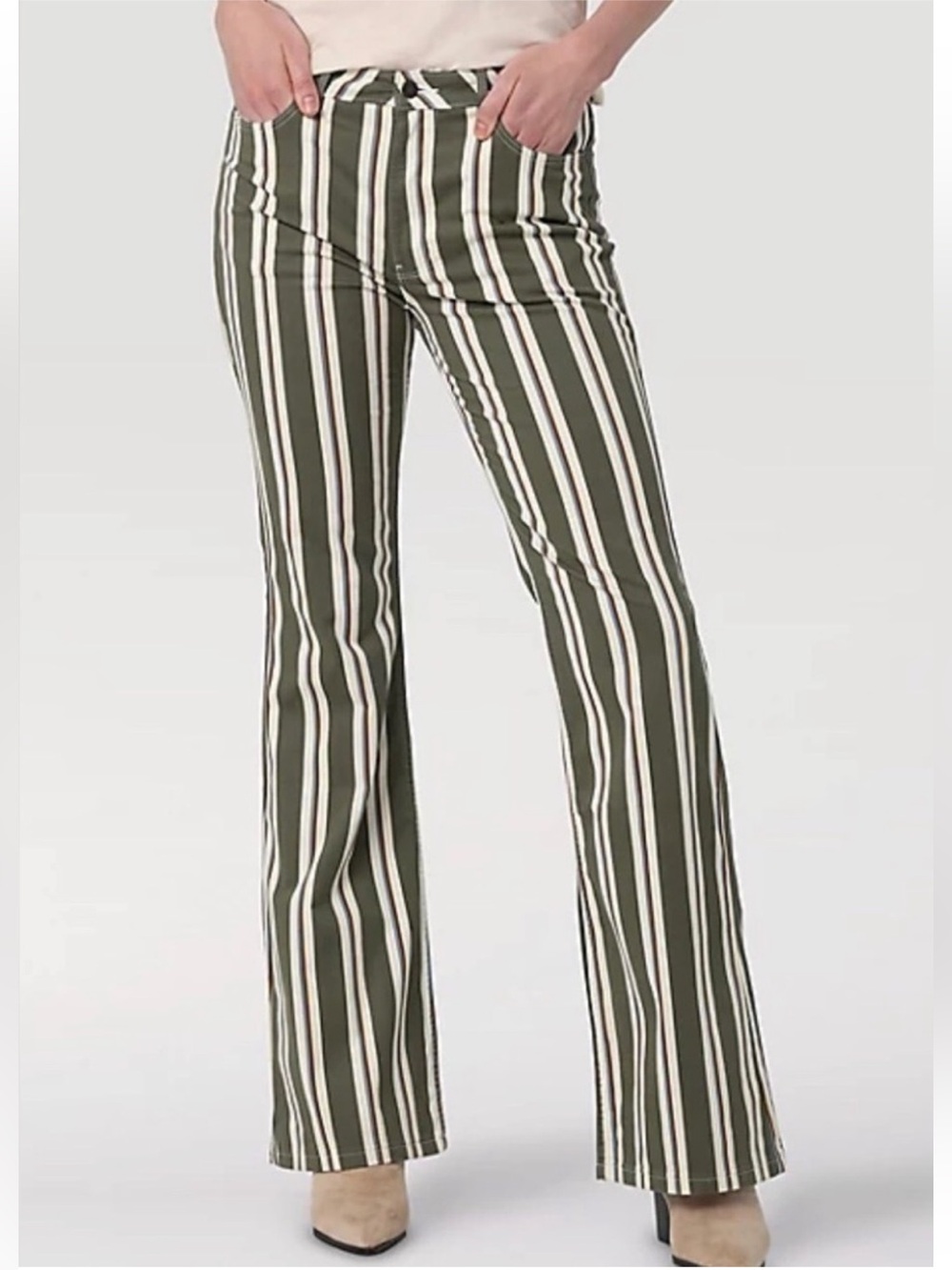 Wrangler Moss Striped High Rise Fierce Flare Jean - 4/27x32